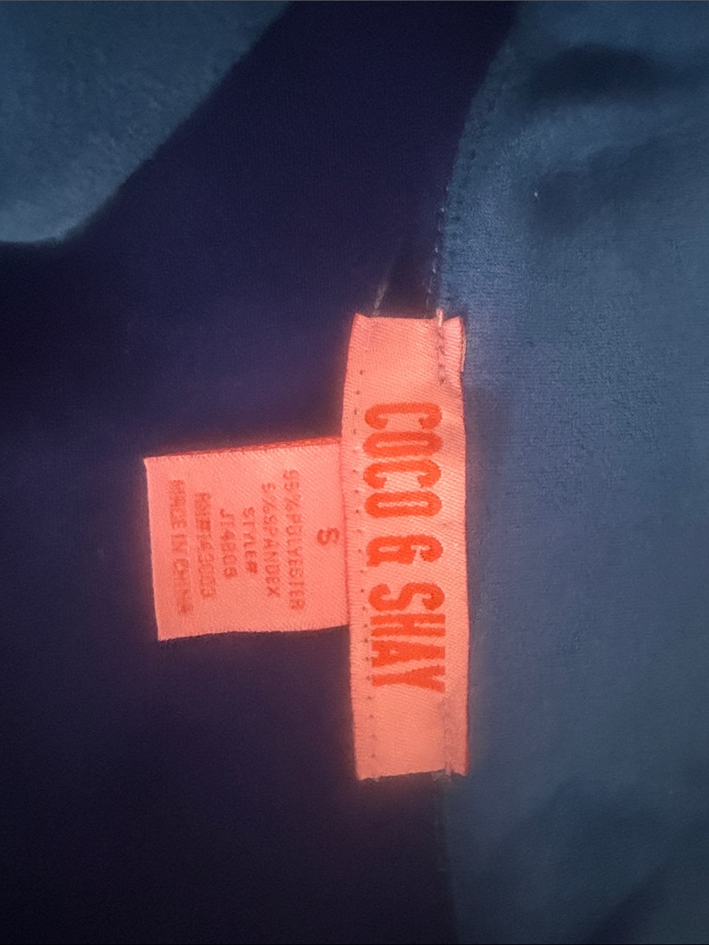 COCO & SHAY Blue Fringe Cropped Jacket with Neon Coral Label - Picture 2 of 8